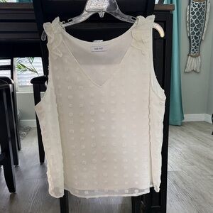 Nine West Women's White Textured Sleeveless Blouse